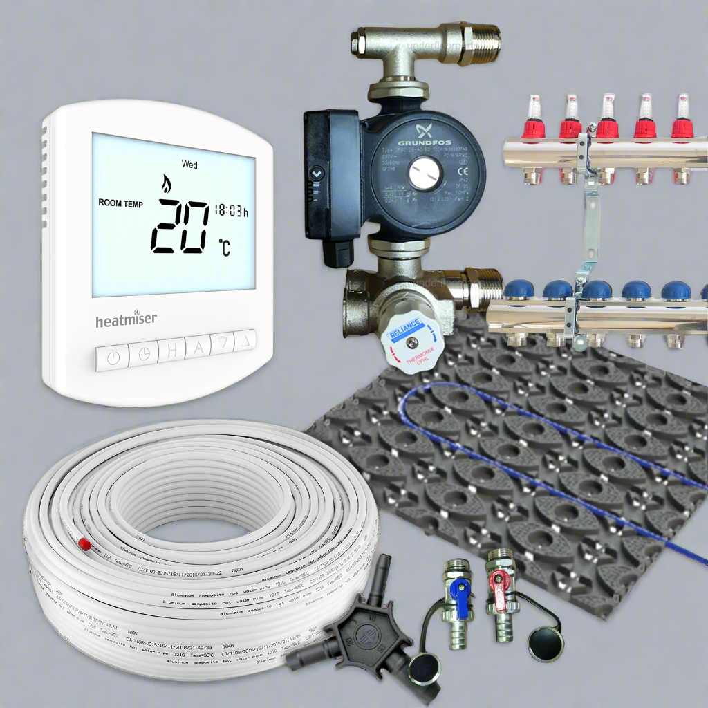 RetroFit Multi Zone Low Profile Wet Underfloor Heating Kit 60m²
