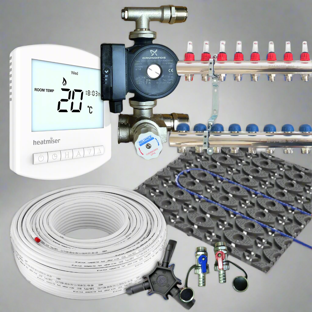 Low Profile Retro Fit Multi Zone Underfloor Heating Kit 90m²