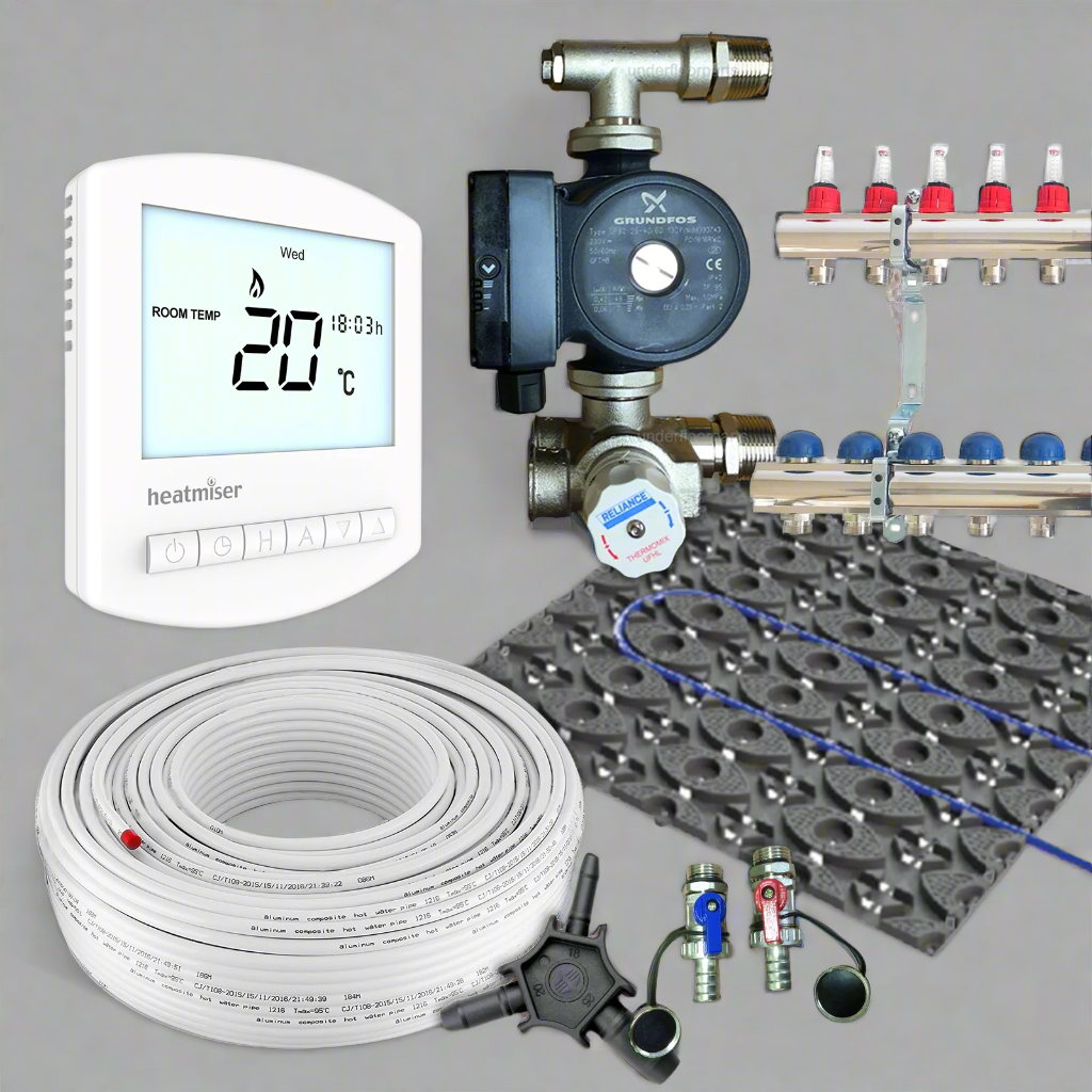Low Profile Profix Multi Zone Wet Underfloor Heating - Retro Fit Kit 70m²